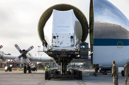 Orion Spacecraft Arrives in Ohio Aboard the Super Guppy at Mansf
