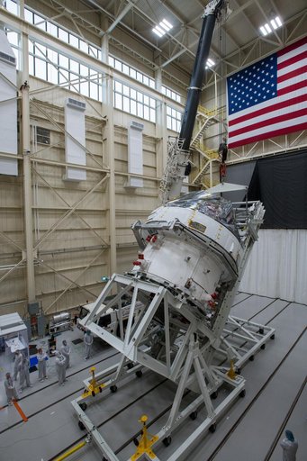 Orion Spacecraft is prepared for Space Environment Testing at th
