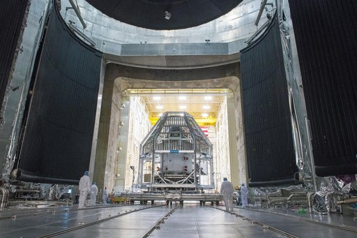 Orion - EM-1 - Artemis Spacecraft is prepared for testing in the Space Expirements Complex, NASA Glenn Research Center, Plum Brook Station