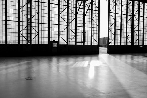 Light Coming Through Doors Of Glenn Research Center Hangar
