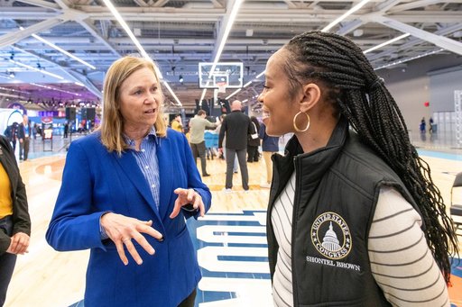 Janet Petro and Shontel Brown at the Read to the Final Four event