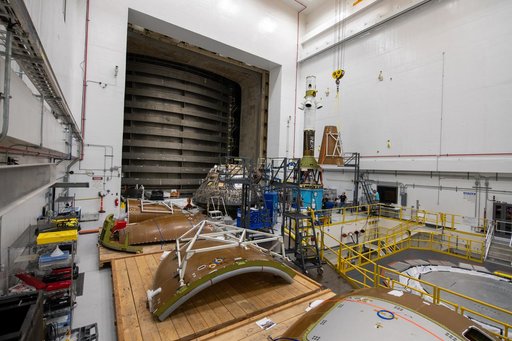 The Launch Abort System prepares for testing at the Space Environments Complex at NASA’s Glenn Research Center