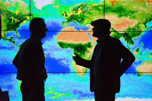 Leonardo DiCaprio visited Goddard Saturday to discuss Earth science with Piers Sellers