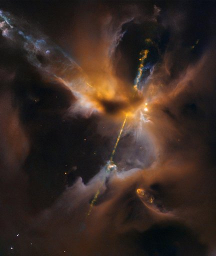 Hubble Sees the Force Awakening in a Newborn Star