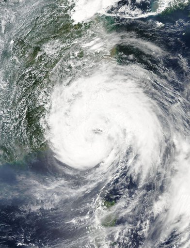Typhoon Soudelor's Eye over Northwestern Taiwan