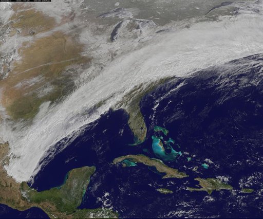 View from Space Shows Winter Storm Sweep Over U.S. East Coast