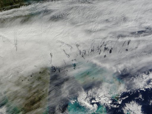 Hole punch clouds over the Bahamas