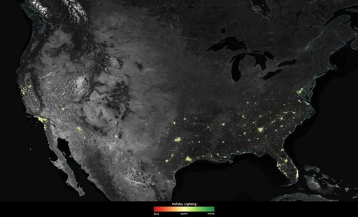 Satellite Sees Holiday Lights Brighten Cities - United States