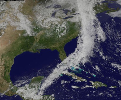 Satellite Shows Powerful Cold Front Moving Off U.S. East Coast