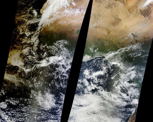 Lunar Umbra (solar eclipse shadow) over western Africa