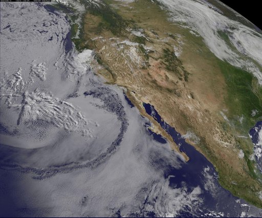 Satellite Shows West Coast "June Gloom" and Actinoform clouds