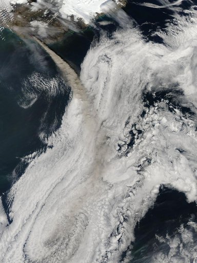 Ash plume from Eyjafjallajokull Volcano, Iceland May 8th View