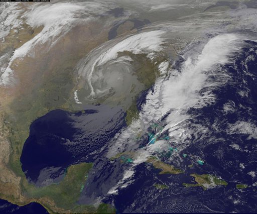 NASA GOES-12 East Coast view March 22, 2010