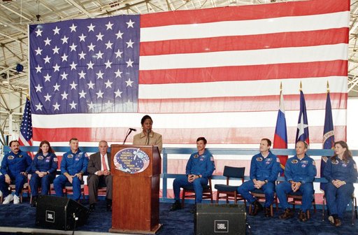 STS-101 crew return at Ellington Field