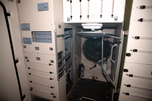 Expedition One crew in Russian with Service Module