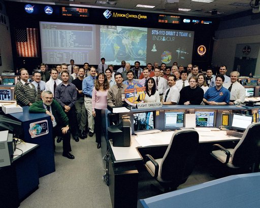 STS-113 Flight Control Team Photo in WFCR -  Orbit 2 with Flight Director John Curry.