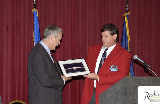 NASA Administrator Sean O'Keefe with Kevin Hoshstrasser