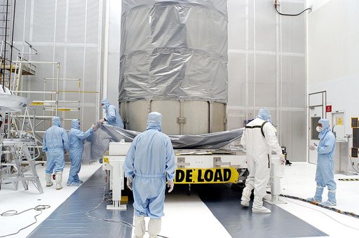 KENNEDY SPACE CENTER, FLA. -  The Space Infrared Telescope Facility (SIRTF) has been returned to NASA Spacecraft Hangar AE from the launch pad.   It will remain in the clean room until it returns to the pad in early August.  One of NASA's largest infrared telescopes to be launched, SIRTF will obtain