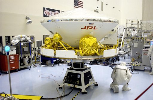 KENNEDY SPACE CENTER, FLA. - The Mars Exploration Rover 2 (MER-2) is ready for a second spin test in the Payload Hazardous Servicing Facility.  After mating to the third stage of the Delta II rocket, MER-2 will be transported to the launch pad.  NASA’s twin Mars Exploration Rovers are designed to st