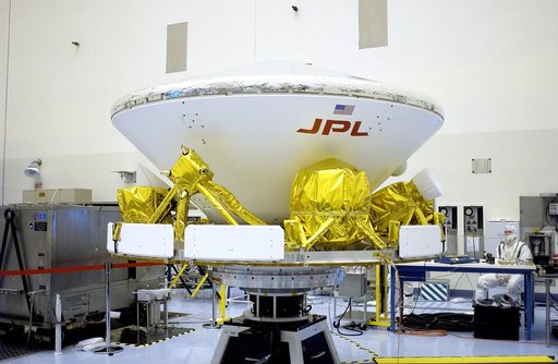 KENNEDY SPACE CENTER, FLA. - The Mars Exploration Rover 2 (MER-2) is ready for a second spin test in the Payload Hazardous Servicing Facility.  After mating to the third stage of the Delta II rocket, MER-2 will be transported to the launch pad.  NASA’s twin Mars Exploration Rovers are designed to st