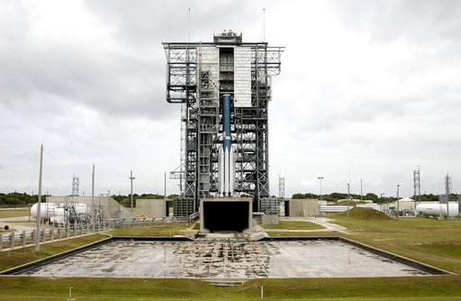 KENNEDY SPACE CENTER, FLA. -  Erection of the Delta II rocket for the Mars Exploration Rover 1 (MER-1) launch on June 25 at Launch Complex 17-B, Cape Canaveral Air Force Station, is under way.  NASA’s twin Mars Exploration Rovers are designed to study the history of water on Mars. These robotic geol