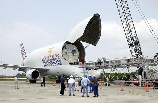KENNEDY SPACE CENTER, FLA. - The Italian-built module, U.S. Node 2, for the International Space Station is offloaded from a Beluga at the Shuttle Landing Facility. The second of three Station connecting modules, Node 2 attaches to the end of the U.S. Lab and provides attach locations for the Japanes