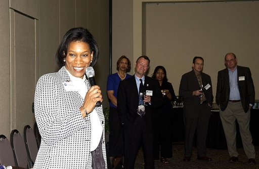 KENNEDY SPACE CENTER, FLA. -     Dr. Adena Williams Loston (left) addresses attendees at a reception and dinner in her honor at the Debus Conference Center June 6. Loston is NASA’s new associate administrator of Education and the reception was in her honor.  Loston was previously NASA Administrator 