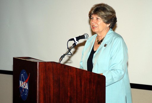 KENNEDY SPACE CENTER, FLA. -    KSC External Relations and Business Development Director JoAnn Morgan speaks to attendees of The Florida Commission on the Status of Women held June 7 at the Debus Conference Facility. Morgan is a member of the group’s Hall of Fame. The commission, through coordinatin