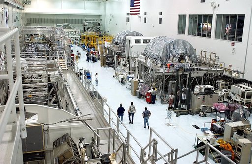 KENNEDY SPACE CENTER, FLA. - An overview of the Space Station Processing Facility shows workstands and ISS elements.   The most recent additions are the Japanese Experiment Module (JEM)’s pressurized module and the Italian-built Node 2.  The pressurized module is the first element of the JEM, Japan’