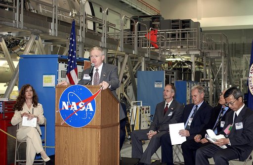 KENNEDY SPACE CENTER, FLA. -  Center Director Roy Bridges Jr. speaks to the media and guests gathered in the Space Station Processing Facility for a ceremony to highlight the arrival of two major components of the International Space Station.  NASA's Node 2, built by the European Space Agency (ESA) 