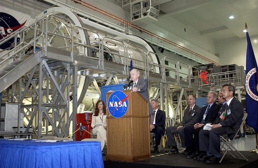 KENNEDY SPACE CENTER, FLA. -  Center Director Roy Bridges Jr. speaks to the media and guests gathered in the Space Station Processing Facility for a ceremony to highlight the arrival of two major components of the International Space Station.  NASA's Node 2, built by the European Space Agency (ESA) 