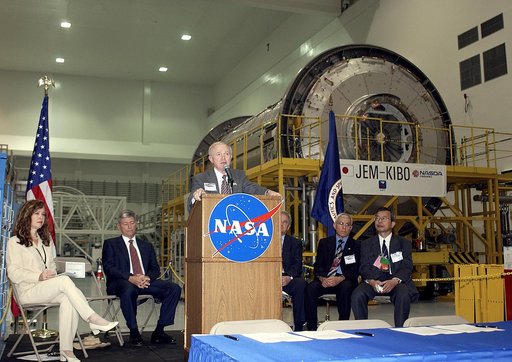 KENNEDY SPACE CENTER, FLA. -  Center Director Roy Bridges Jr. speaks to the media and guests gathered in the Space Station Processing Facility for a ceremony to highlight the arrival of two major components of the International Space Station.  NASA's Node 2, built by the European Space Agency (ESA) 