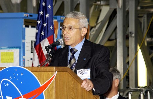 KENNEDY SPACE CENTER, FLA. -  Andrea Lorenzoni, International Space Station Program manager for Node 2, Italian Space Agency, speaks to guests and the media gathered in the Space Station Processing Facility at a ceremony highlighting the arrival of two major components of the International Space Sta