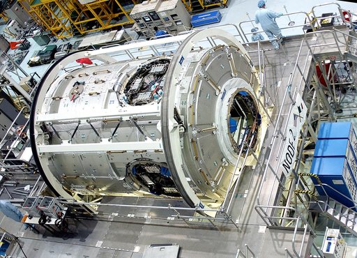 KENNEDY SPACE CENTER, FLA. -  International Space Station elements being processed for launch on upcoming Space Shuttle flights, including the U.S. Node 2, line the walls of the high bay in the Space Station Processing Facility. NASA's Node 2, built by the European Space Agency (ESA) in Italy, arriv