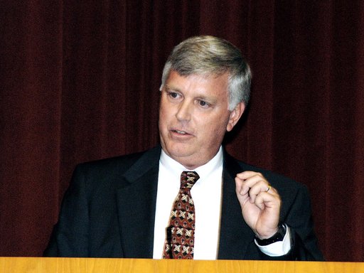 KENNEDY SPACE CENTER, FLA. -  KSC Deputy Director James W. Kennedy addresses a group of KSC employees assembled in the KSC Training Auditorium. The occasion is the announcement of Kennedy as the next director of the NASA Kennedy Space Center (KSC) in Florida. He has served as KSC's deputy director s