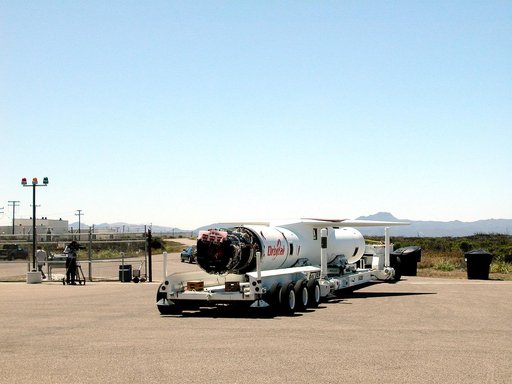 KENNEDY SPACE CENTER, FLA. -   At Vandenberg Air Force Base, Calif., the Pegasus launch vehicle is moved toward its hangar.  The Pegasus will carry the SciSat-1 spacecraft in a 400-mile-high polar orbit to investigate processes that control the distribution of ozone in the upper atmosphere.  The sci