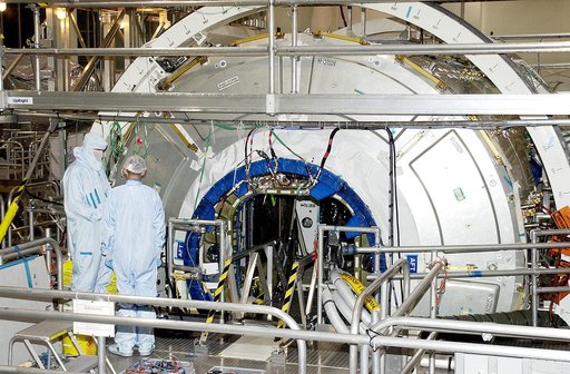 KENNEDY SPACE CENTER, FLA.  -  Work is ongoing on the U.S. Node 2 in the Space Station Processing Facility.  The second of three Space Station connecting modules, the Italian-built Node 2 attaches to the end of the U.S. Lab and will provide attach locations for the Japanese laboratory, European labo