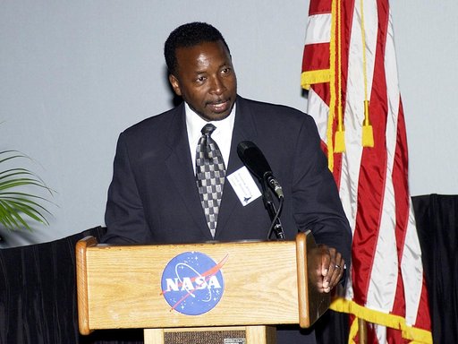 KENNEDY SPACE CENTER, FLA.  -  KSC’s incoming  Deputy Director Woodrow Whitlow speaks to employees and guests during the rollout at KSC of the Agency initiative One NASA .   The event was held at the IMAX Theater® where NASA leaders discussed One NASA with selected employees.  Explaining how their r