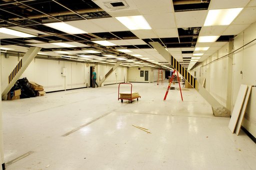 KENNEDY SPACE CENTER, FLA.  -  An area of the Vehicle Assembly Building is being prepared to store the debris collected from Space Shuttle Columbia.  About 83,000 pieces were shipped to KSC during search and recovery efforts in East Texas.