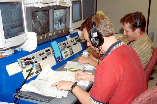 KENNEDY SPACE CENTER, FLA. -   Technicians in the Space Station Processing Facility work on a Multi-Element Integrated Test (MEIT) of the U.S. Node 2 and the Japanese Experiment Module (JEM).   Node 2 attaches to the end of the U.S. Lab on the ISS and provides attach locations for the Japanese labor