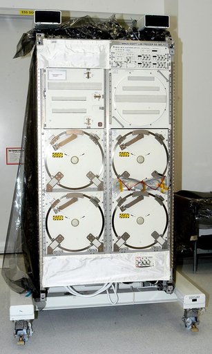 KENNEDY SPACE CENTER, FLA. -  The Minus Eighty Lab Freezer for ISS (MELFI), provided as Laboratory Support Equipment by the European Space Agency for the International Space Station, is seen in the Space Station Processing Facility.  The lab will provide cooling and storage for reagents, samples and