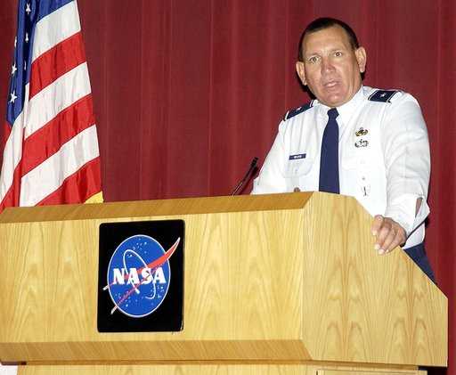 KENNEDY SPACE CENTER, FLA. - Brig. Gen. J. Gregory Pavlovich, 45th Space Wing, speaks to the employees and guests gathered in the KSC Training Auditorium for Spaceport Super Safety and Health Day.  The kickoff presentation also included speakers Maj. Gen. Kevin Chilton and Capt. Charles Plumb (USNR 