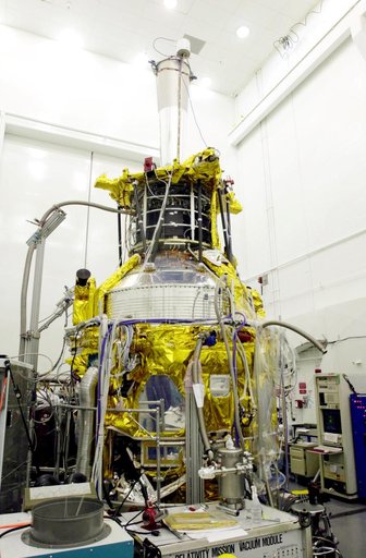 VANDENBERG AFB, CALIF. -   In the spacecraft processing facility on North Vandenberg Air Force Base, the Gravity Probe B experiment sits on an assembly and test stand where it has been subject to various prelaunch testing.  The Gravity Probe B will launch a payload of four gyroscopes into low-Earth 