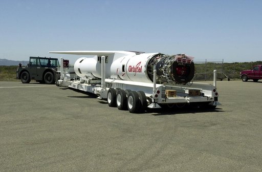 VANDENBERG AIR FORCE BASE, CALIF. - At Vandenberg Air Force Base, Calif., the Pegasus launch vehicle is moved toward its hangar. The Pegasus will carry the SciSat-1 spacecraft in a 400-mile-high polar orbit to investigate processes that control the distribution of ozone in the upper atmosphere. The 