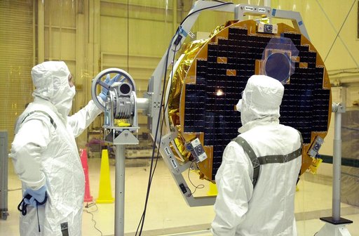 VANDENBERG AIR FORCE BASE, CALIF. -  At Vandenberg AFB, Calif., a solar array is tested before installing on the SciSat-1 spacecraft.  The SciSat-1 weighs approximately 330 pounds and after launch will be placed in a 400-mile-high polar orbit to investigate processes that control the distribution of