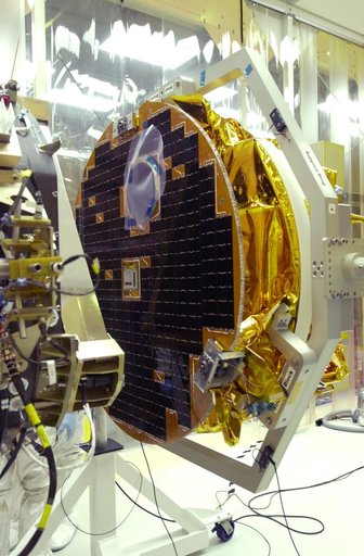 VANDENBERG AIR FORCE BASE, CALIF. -  At Vandenberg AFB, Calif., a solar array is tested before installing on the SciSat-1 spacecraft.  The SciSat-1 weighs approximately 330 pounds and after launch will be placed in a 400-mile-high polar orbit to investigate processes that control the distribution of
