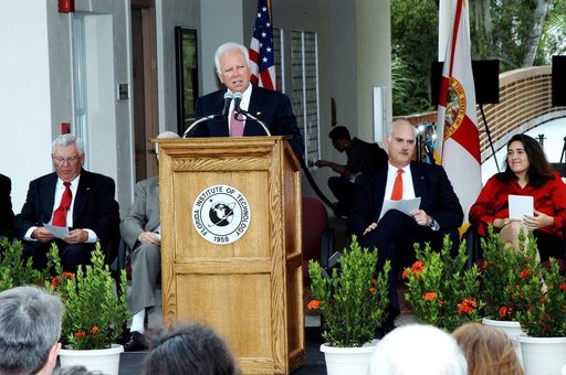 KENNEDY SPACE CENTER, FLA. -  Dr. Anthony J. Catanese, president of the Florida Institute of Technology in Melbourne, Fla., delivers the opening remarks at the university's Columbia Village dedication ceremony.  The event is attended by family members of the STS-107 astronauts, other dignitaries, me