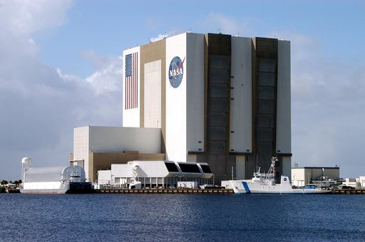 KENNEDY SPACE CENTER, FLA. -  The Freedom Star is berthed at the Turn Basin near the Vehicle Assembly Building.  The ship has recently returned to KSC after refurbishment at Fort George Island, Fla., including new paint.  Freedom Star is one of the solid rocket booster (SRB) retrieval ships built to