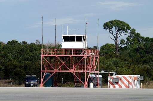 KENNEDY SPACE CENTER, FLA. -- The existing control tower seen here at the edge of the KSC Shuttle Landing Facility is being replaced.  In use since 1987, the old tower stands only 20 feet above the runway surface, too low to see the launch pads to the east. During nighttime landing operations, those