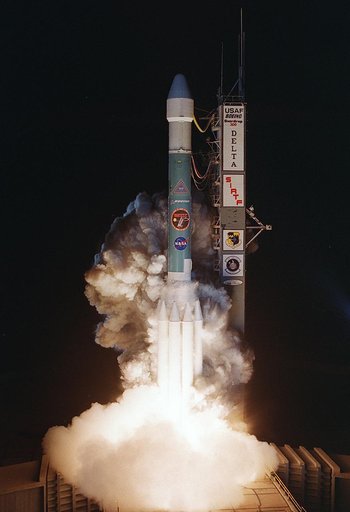 KENNEDY SPACE CENTER, FLA.  -  NASA's Space Infrared Telescope Facility (SIRTF) lifts off from Launch Pad 17-B, Cape Canaveral Air Force Station, on Aug. 25 at 1:35:39 a.m. EDT. SIRTF will obtain images and spectra by detecting the infrared energy, or heat, radiated by objects in space. Consisting o